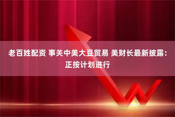 老百姓配资 事关中美大豆贸易 美财长最新披露：正按计划进行