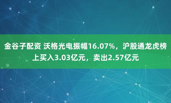 金谷子配资 沃格光电振幅16.07%，沪股通龙虎榜上买入3.03亿元，卖出2.57亿元